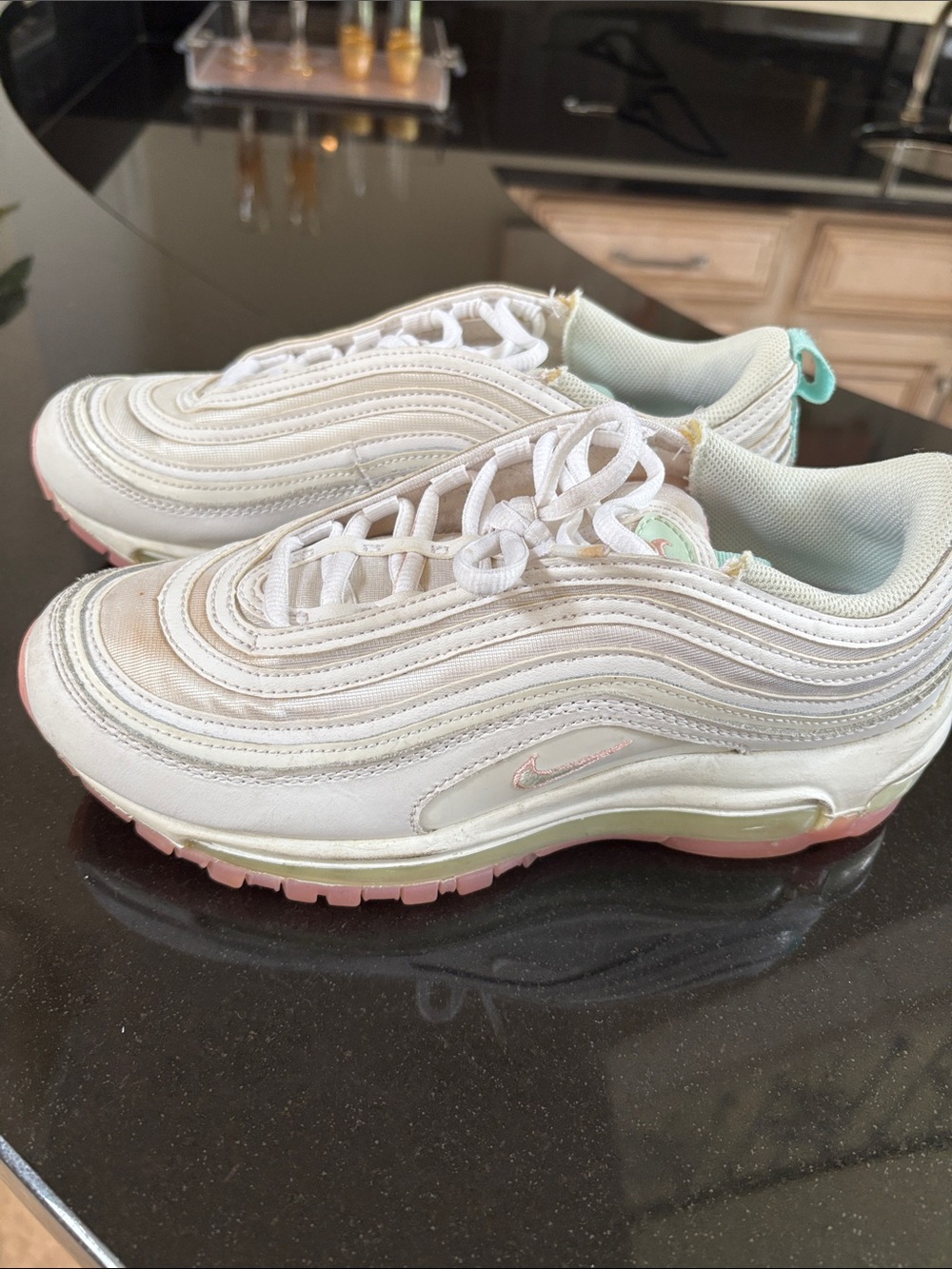 Nike White Sneakers with Pink & Mint Accents